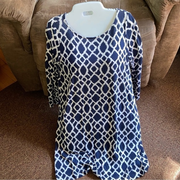 Hourglass Lily tunic, mini dress or top in navy and white. Softer than soft. - Picture 2 of 7